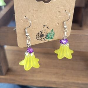 Yellow/Purple Fairy & Cottage Core Earrings